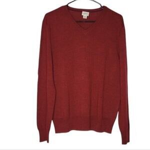 Club Monaco Red Italian Yarn 100% Wool V-neck Lightweight Sweater Men's Medium